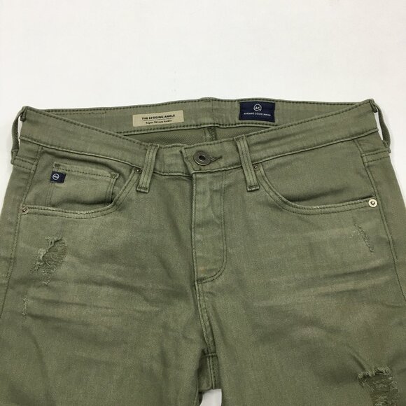AG ADRIANO GOLDSCHMIED Green Distressed The Legging Ankle Super Skinny Jeans - Picture 4 of 13